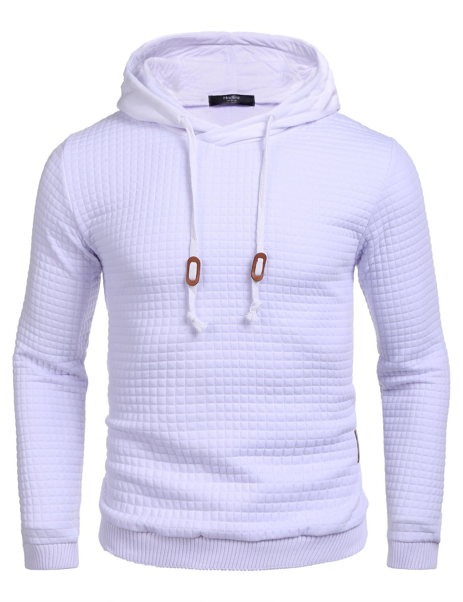 COOFANDY Felpa con Cappuccio da Uomo a Maniche Lunghe da Lavoro Pullover Jacquard a Quadri con Cappuccio