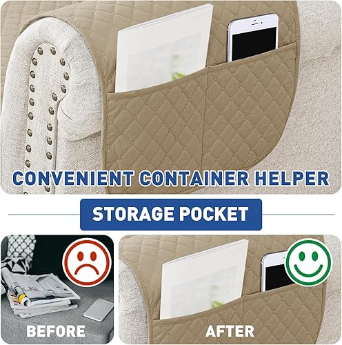 Vista 34 de XINEAGE Funda reclinable resistente al agua, fundas para sofá reclinable de 3 asientos con bolsillos, funda protectora acolchada gruesa para perros