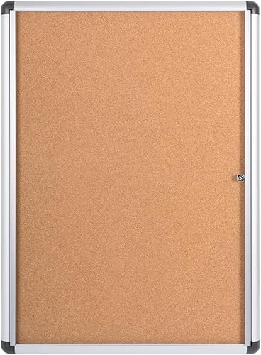 MasterVision Tablero de anuncios de corcho cerrado con cerradura, uso en interiores, 28 x 38.25 pulgadas, marco de aluminio (VT630101690)