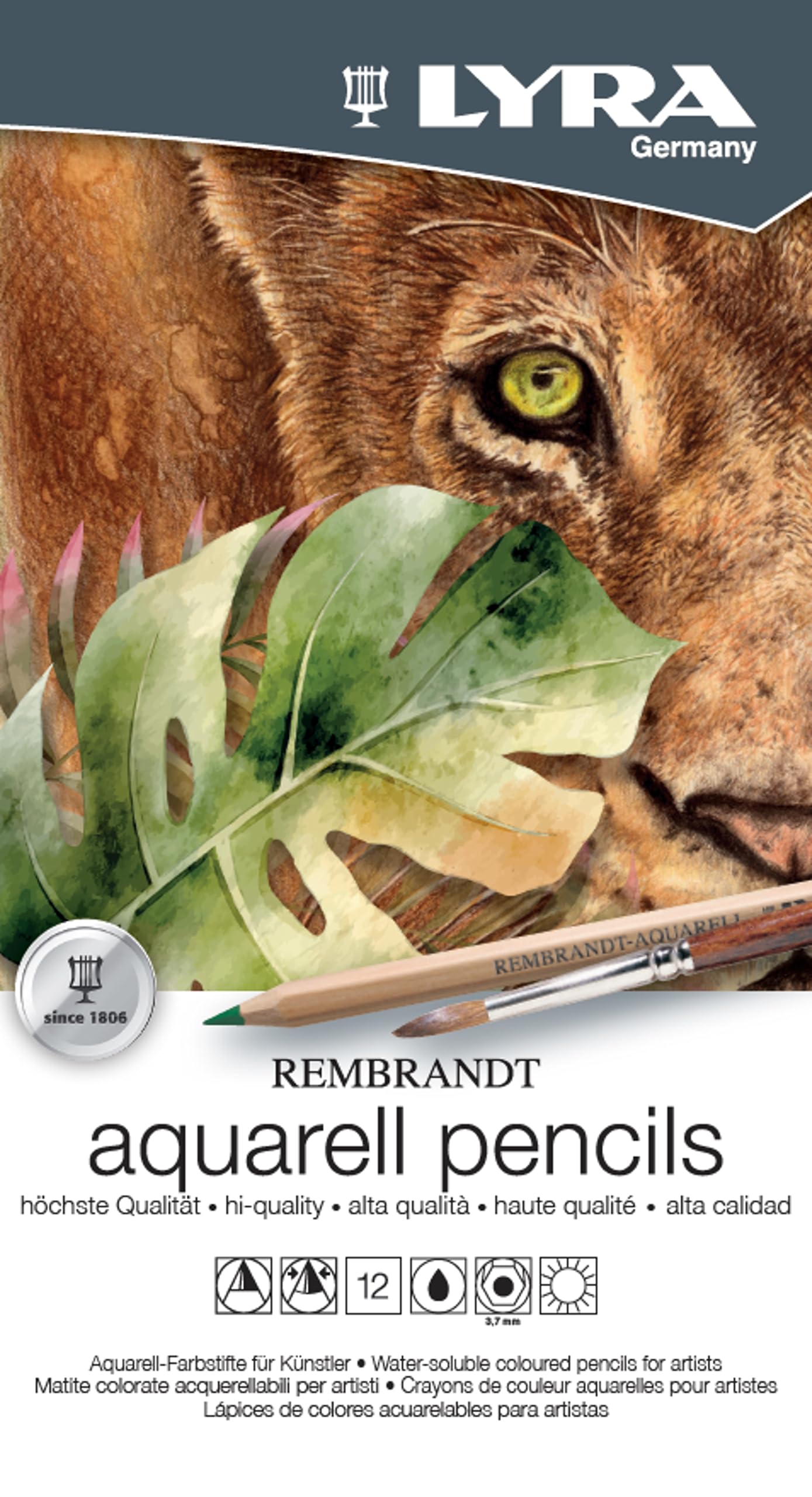 Rembrandt Aquarell Watercolor Pencils - 12 Vibrant Professional Watercolor Pencils for Artists and Students of All Ages - Water Color Pencils for Painting Drawing and Watercolor Effects