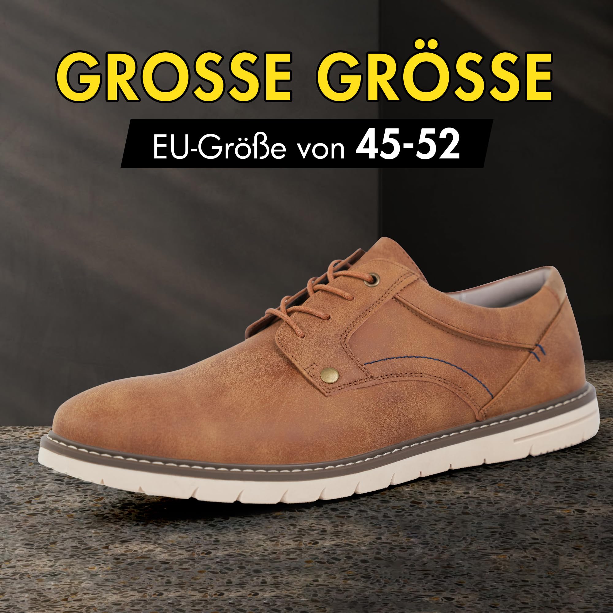 Hawkwell Herren-Oxford-Schuhe in Übergröße, leger, bequem, Business-Sneaker