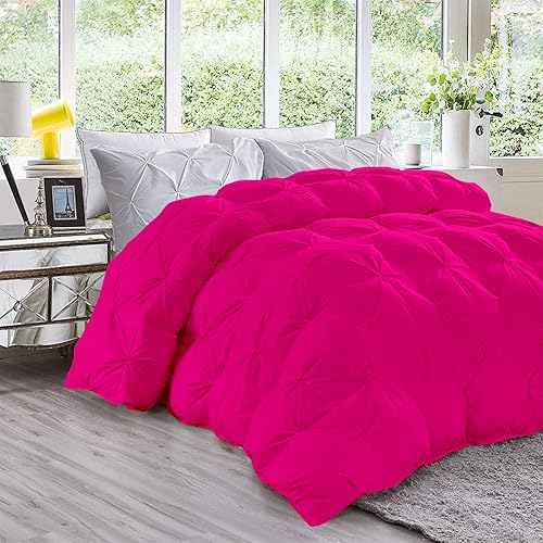 Edredón de plumón alternativo tamaño King y California King de 94 x 104 pulgadas, color rosa oscuro, 1 edredón plisado de lujo de 1000 hilos de