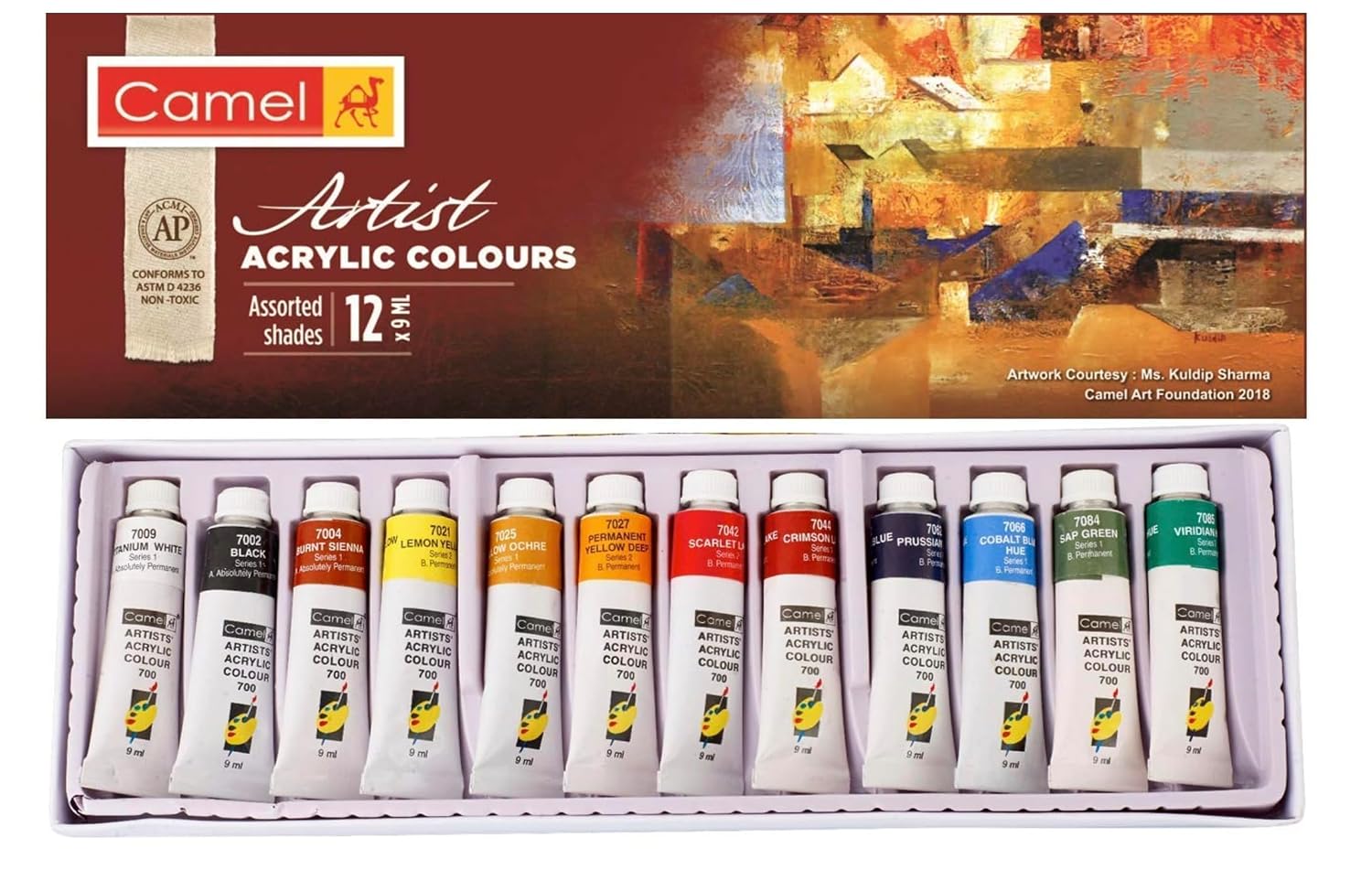 CAMEL Acrylic Color Box - 9ml Tubes, 12 Shades : Amazon.in: Home & Kitchen