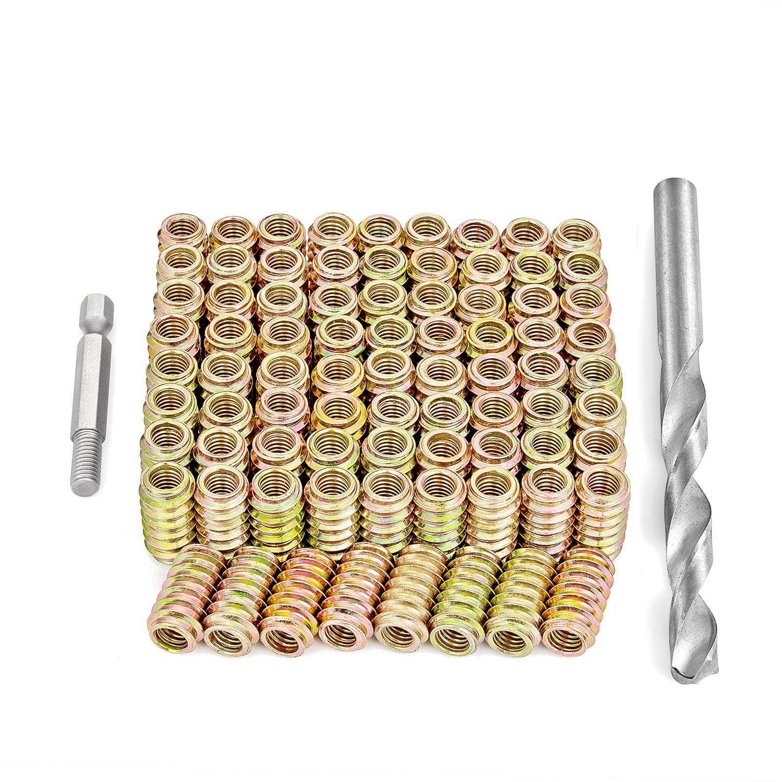 PGMJ 80 Pcs Wood Inserts 1/4 "- 20, Metal Headless Hex Socket Drive Nut Inserts Screws Assortment - Bolt Fastener Connector for Wood Working Tools and Accessories (1/4"-20x20mm-H)