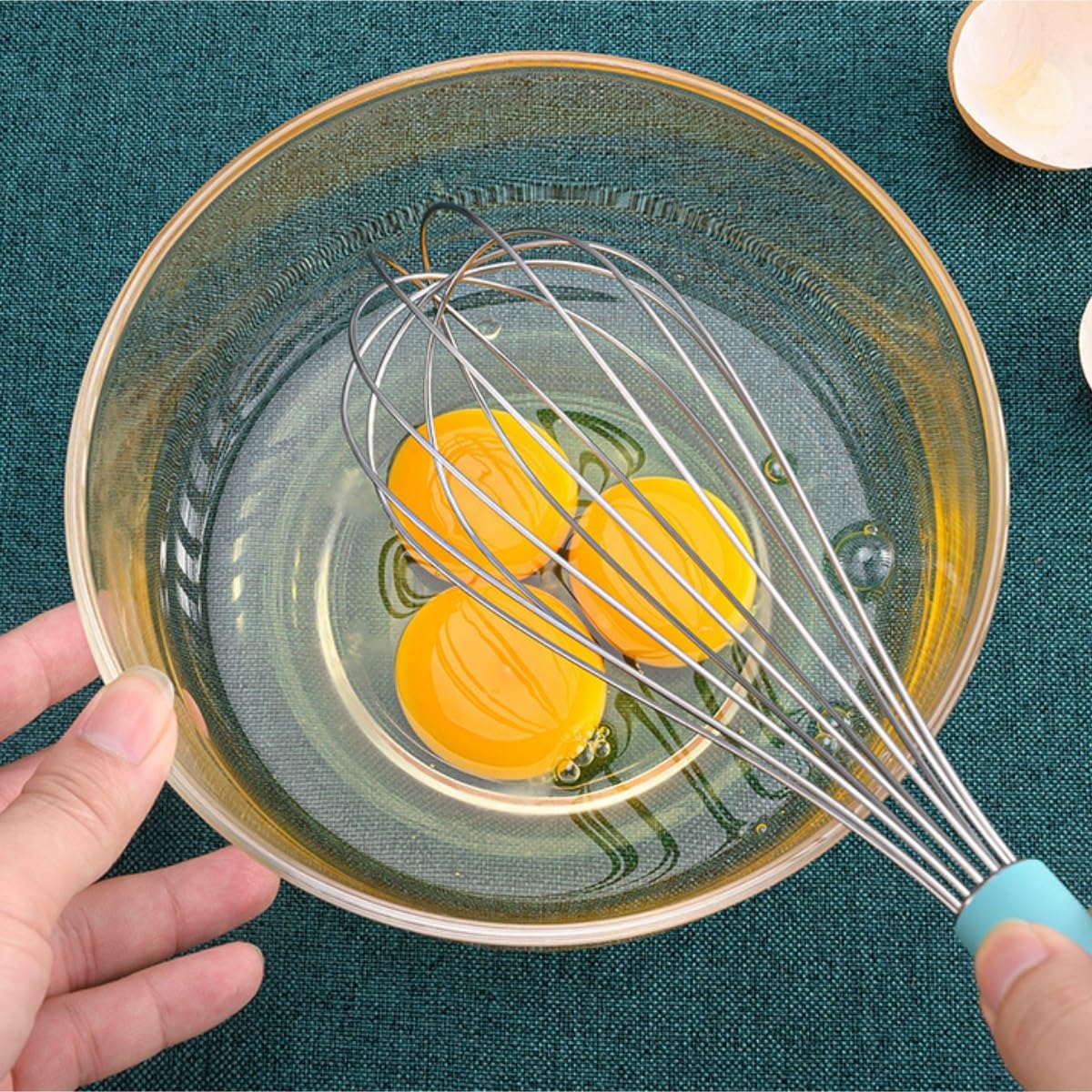 Varillas de Batir para Cocinar Batidor De Huevos Manual De Acero Inoxidable, Batidor De Huevos con Crema, Herramientas For Hornear Huevos, Espumar, Batir(Rot,24x4.5cm)