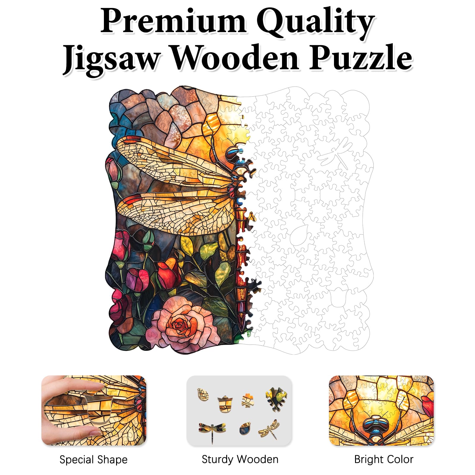 Dragonfly Wooden Puzzle for Adults Jigsaw Puzzle 200 Pieces - Image 3