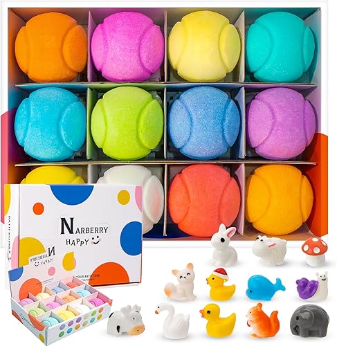 Bombas de baño para niños con sorpresa en el interior, paquete de 12 bombas de baño con forma de pelotas de tenis para niños, bombas de baño de
