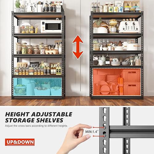 Miniatura 6 de REIBII Estantería de garaje de 72 pulgadas de alto, estantes resistentes para almacenamiento, estantes de almacenamiento de garaje de 2000 libras,