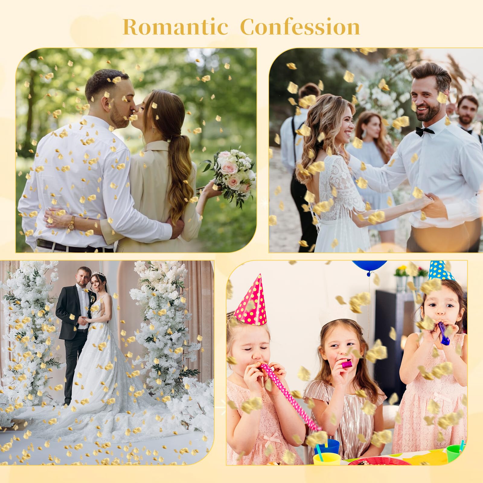Bewudy 500 Stück künstliche Rosenblätter, goldene Seiden-Rosenblätter, für romantische Nacht, romantische, festliche Atmosphäre, Kreation für Heiratsantrag, Hochzeit, Valentinstag, Dekoration,