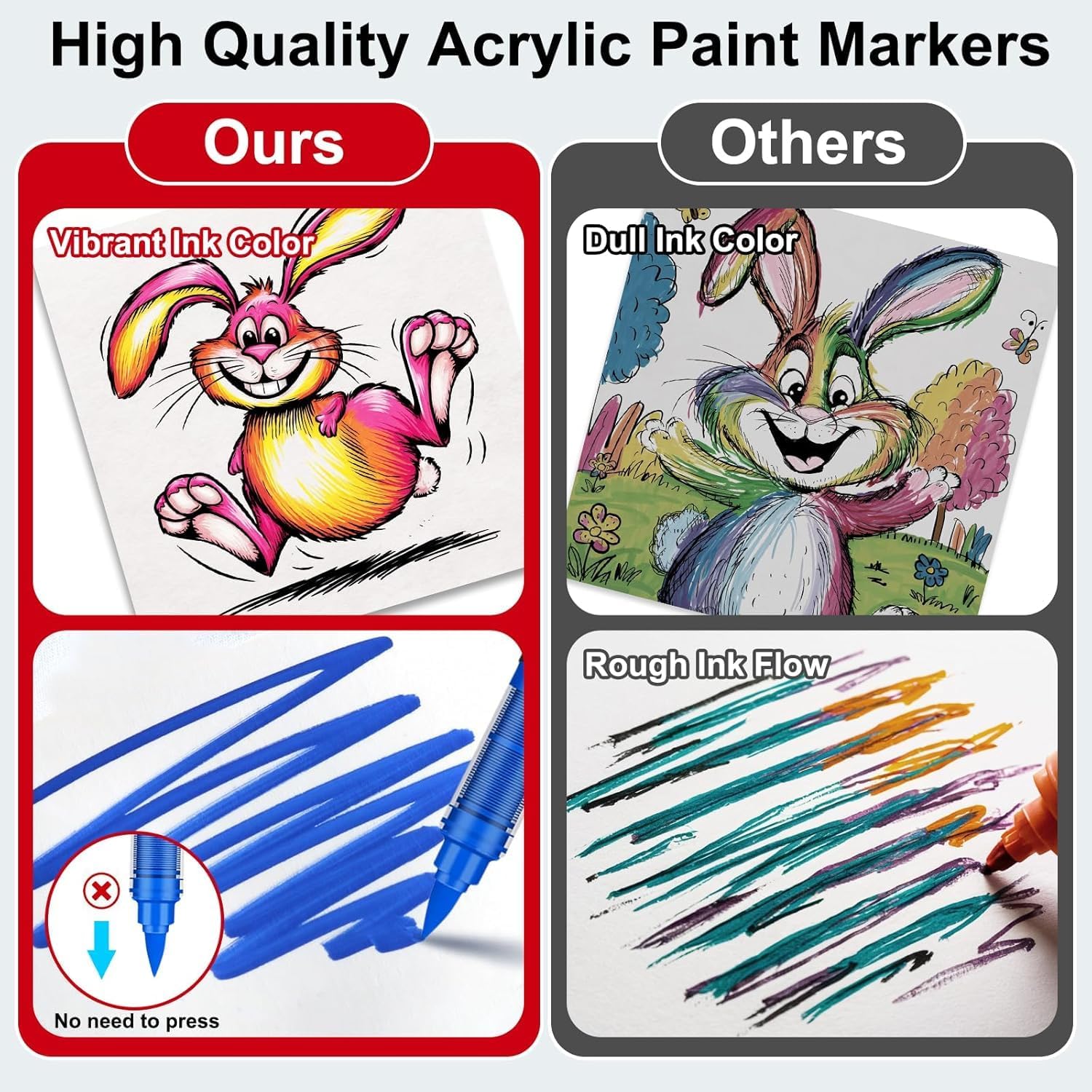 JRQ 240 Colors Acrylic Paint Markers, Brush Tip Paint Pens Acrylic Markers with Waterproof Long-Lasting Ink for Rock, Canvas, Fabric, Wood, Paper, Glass, Stone, Coloring Book DIY Crafts Art Supplies - Image 7