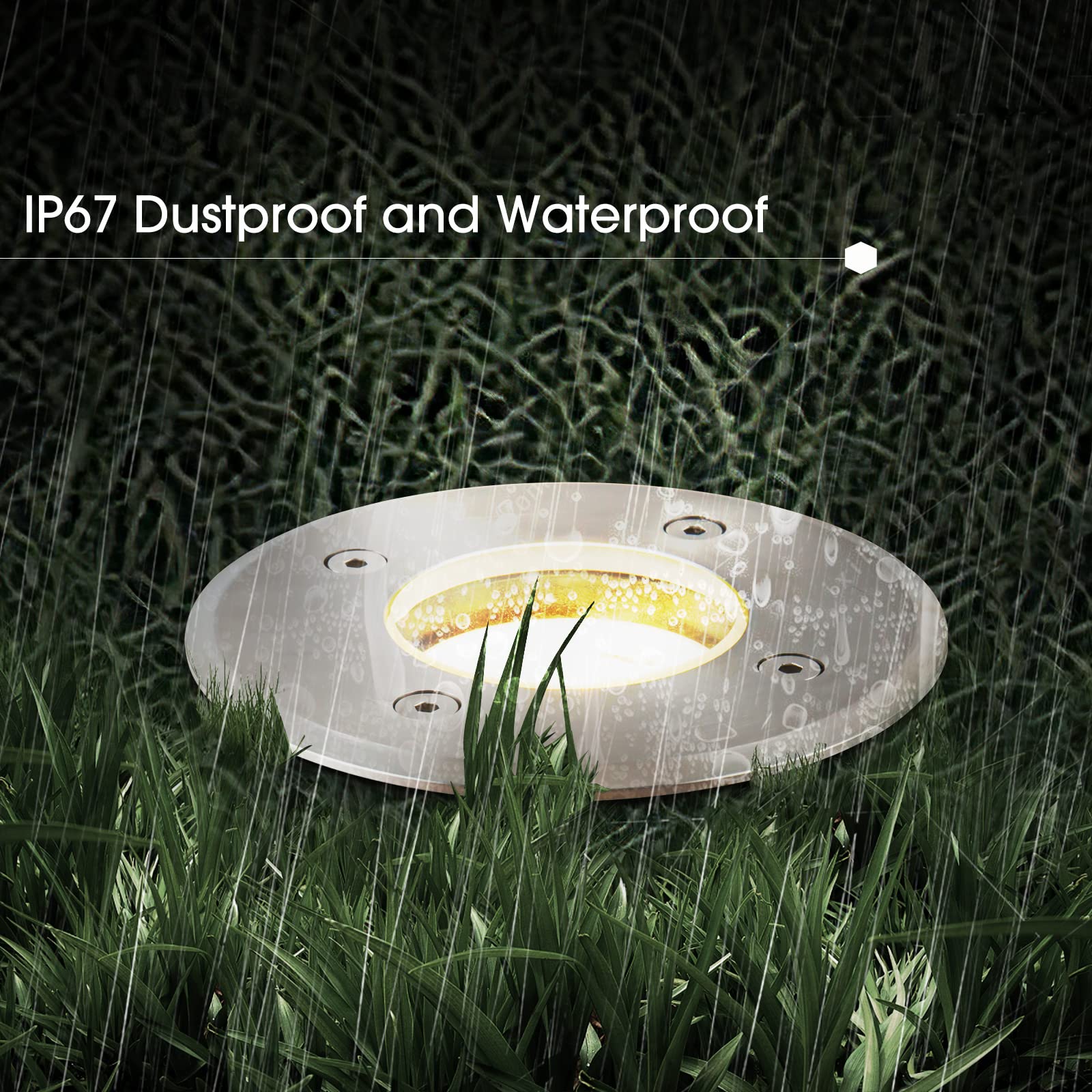 Foco led para empotrar en el suelo para GU10, IP67 Foco empotrable para suelo redondo, 230V foco exterior transitable para césped, plataforma, balcones, 30cm cable preinstalado, Ø11x12cm