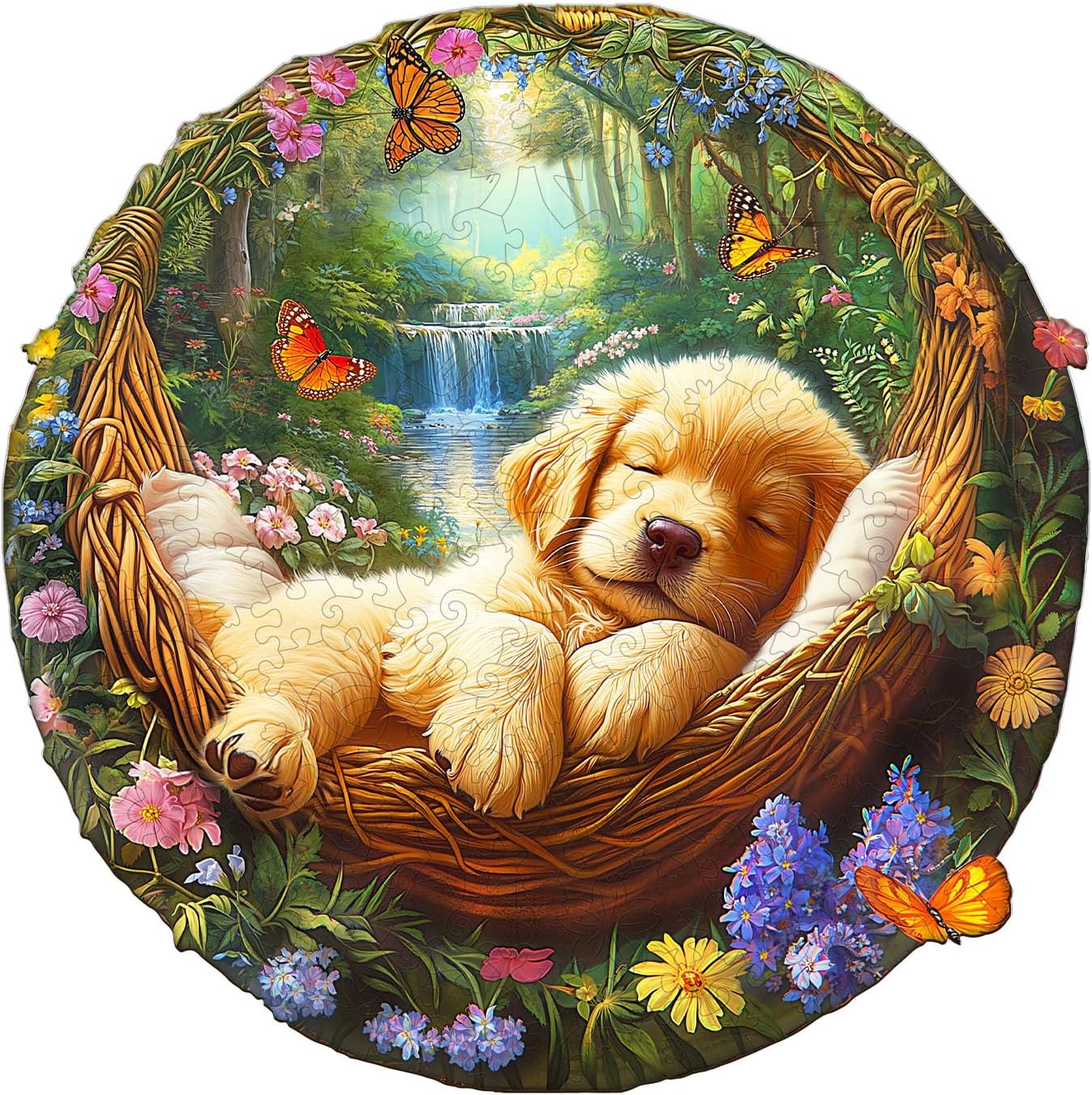 Wooden Puzzles for Adults, Sleeping Puppy Wood Puzzles Adult, Unique Animal Shaped Wooden Jigsaw Puzzle, Creative Birthday Gifts for Friends/Family/Puzzle Lovers, Home Decor(L-13.4 * 13.4in 280pcs)