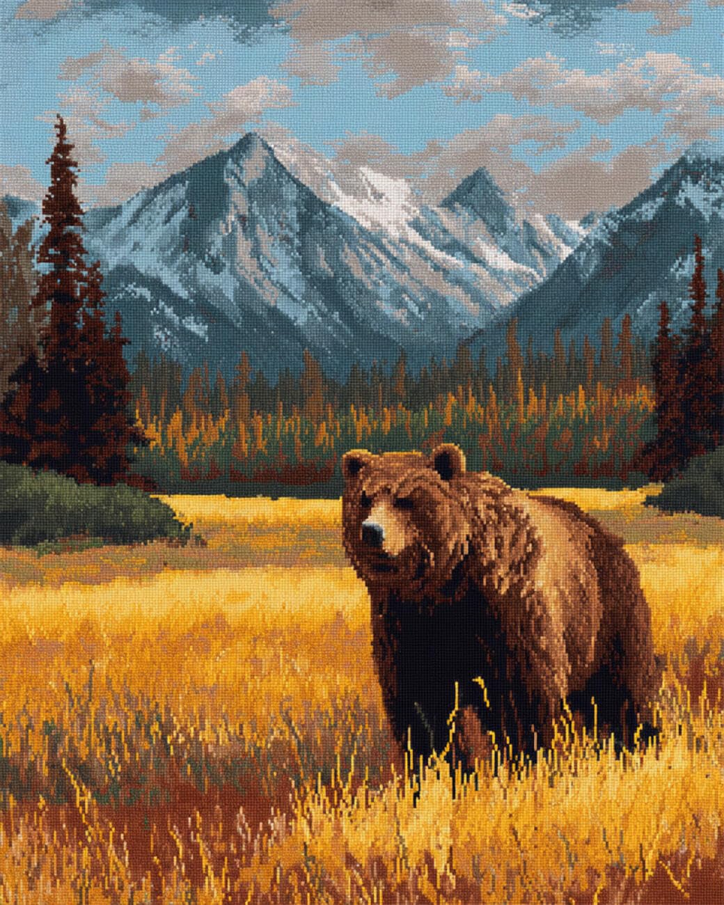 Axiangzik C Diy Ross Stitch Kit Bears And Scenery 11Ct 80X100cm