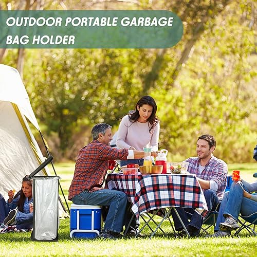 Miniatura 3 de Soporte portátil para bolsas de basura plegable, cubo de basura expandible para exteriores, accesorios de campamento para interiores y exteriores,
