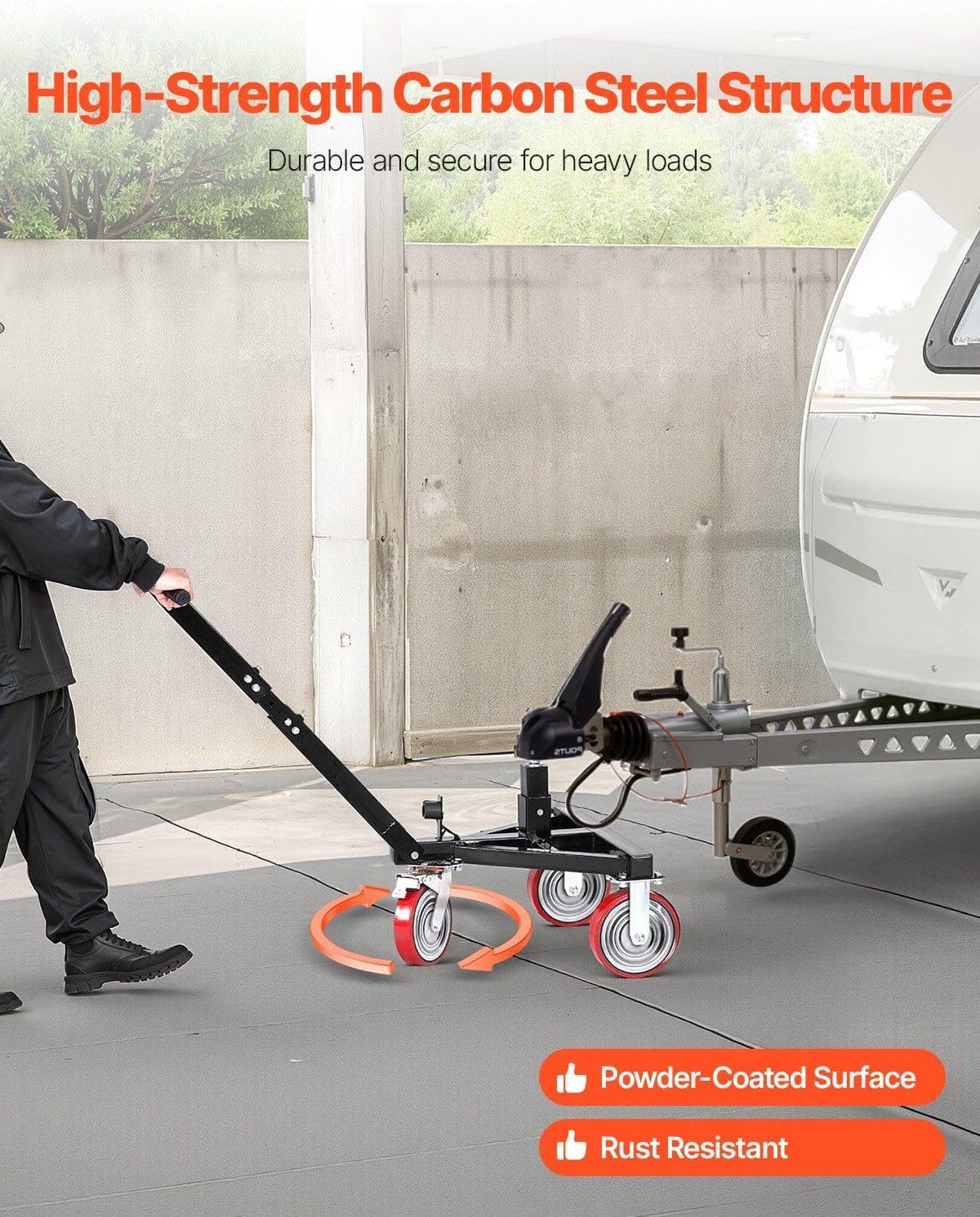3500 lbs Trailer Dolly,18" & 22" Height Adjustable,8" PU Swivel Wheels with Brakes, Heavy-Duty Carbon Steel Compatible with Boats & Trailers