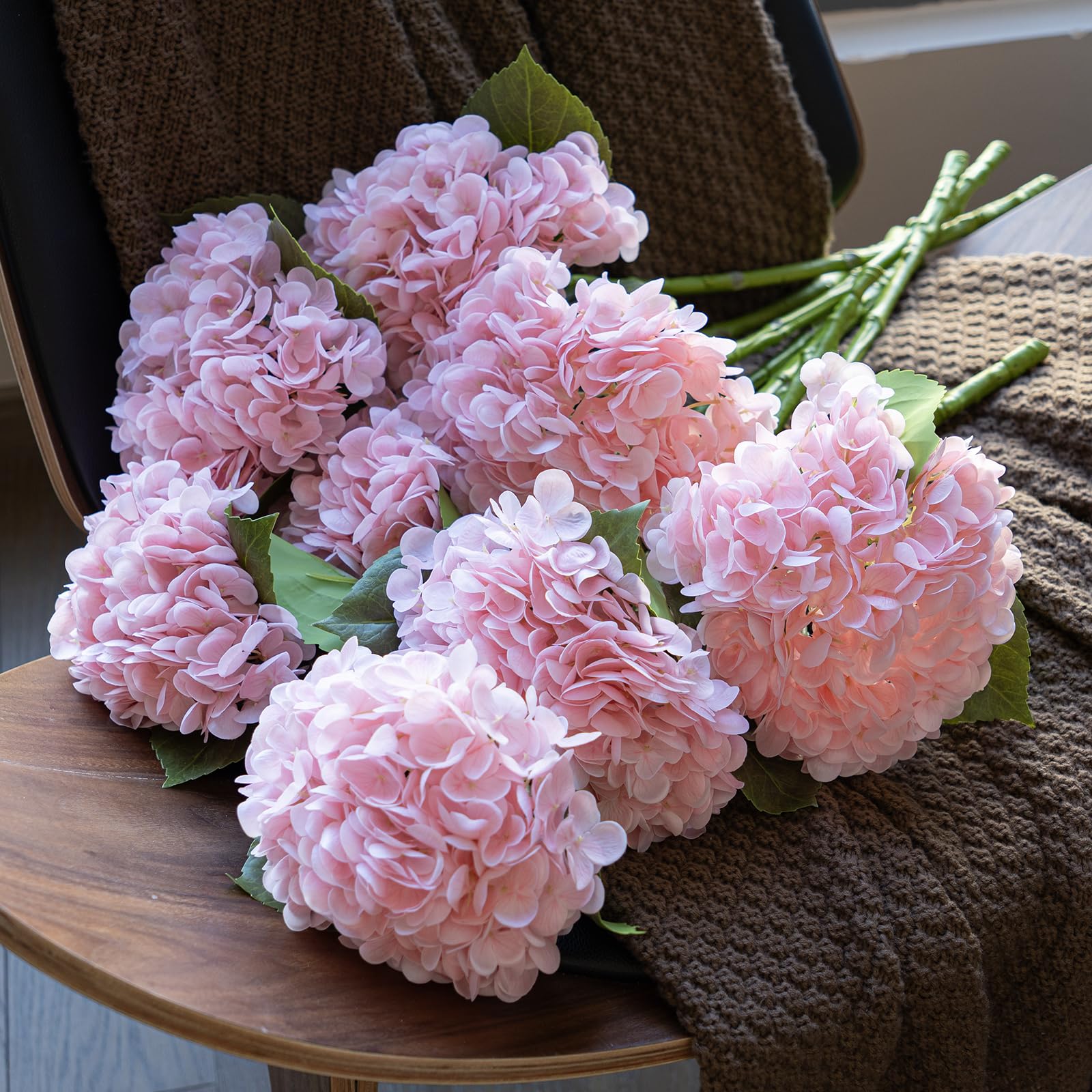 DUYONE 4Pcs 56 cm lebensechte künstliche Hortensie, 2 Rosa,2 Weiß Große Echte Touch Blumen Künstliche Blumen Trockene Blumen Hochzeit Weihnachten Büro Familie Party Wohnzimmer Tisch Deco