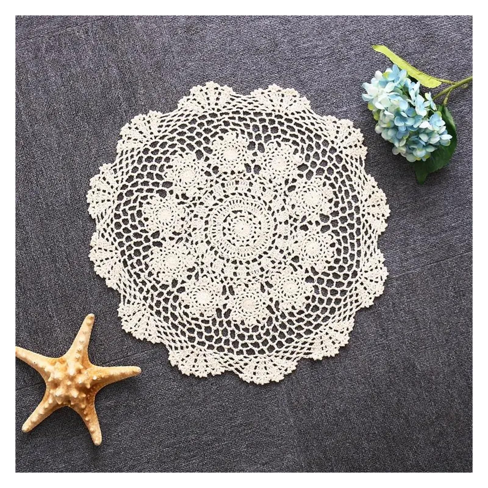 Posavasos de Encaje algodón | Posavasos blancos, beige de encaje de algodón de 40-50 cm for mesa(40cm-white)