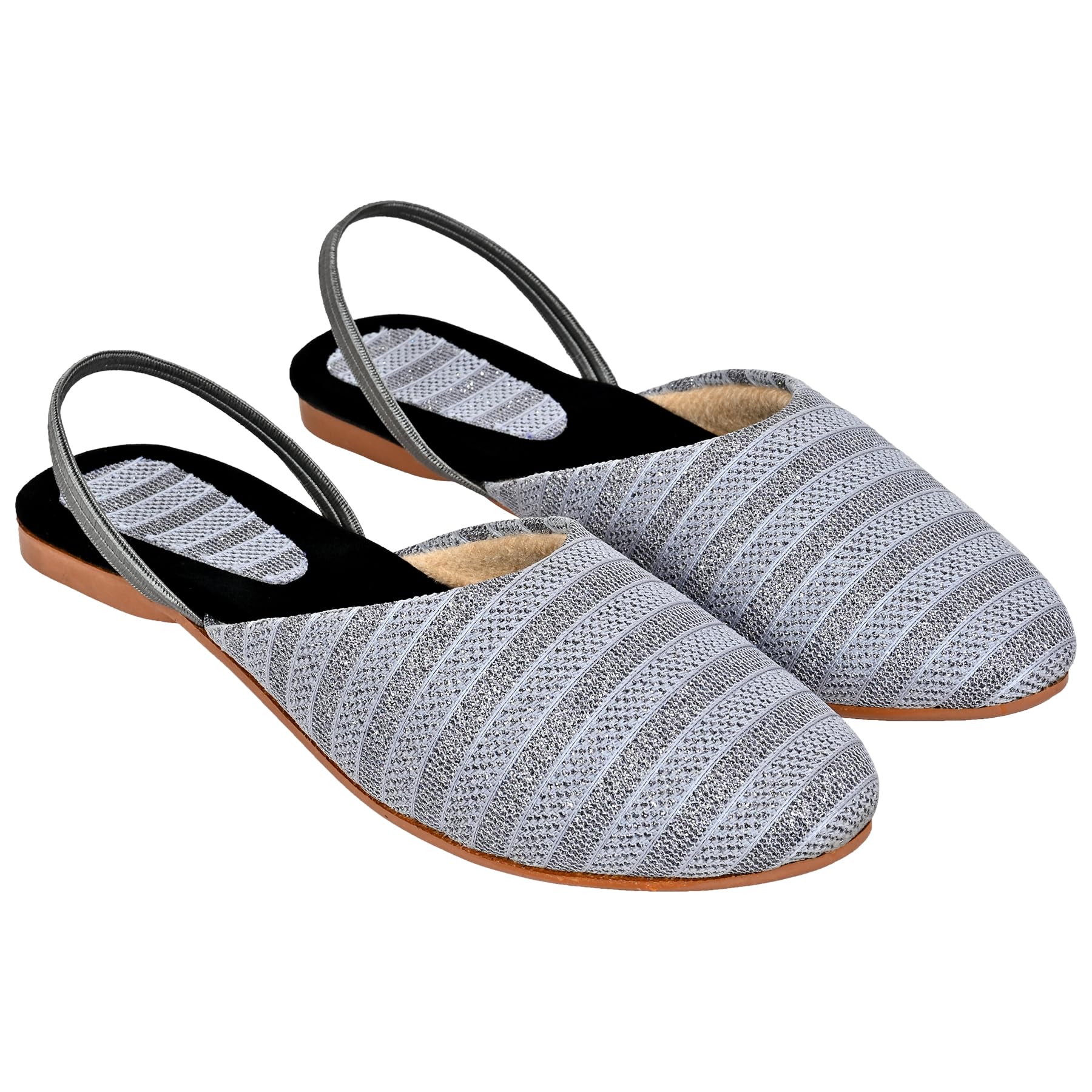 Women Ethnic Antiskid Fashinable Sandels Daily Use Casualwear Soft Velvet Cloth Durable Indoor Outdoor Ballies Ethnic Flats Sandals Party and Women and Girl Formal Occasions Footwear (13135)-image-37