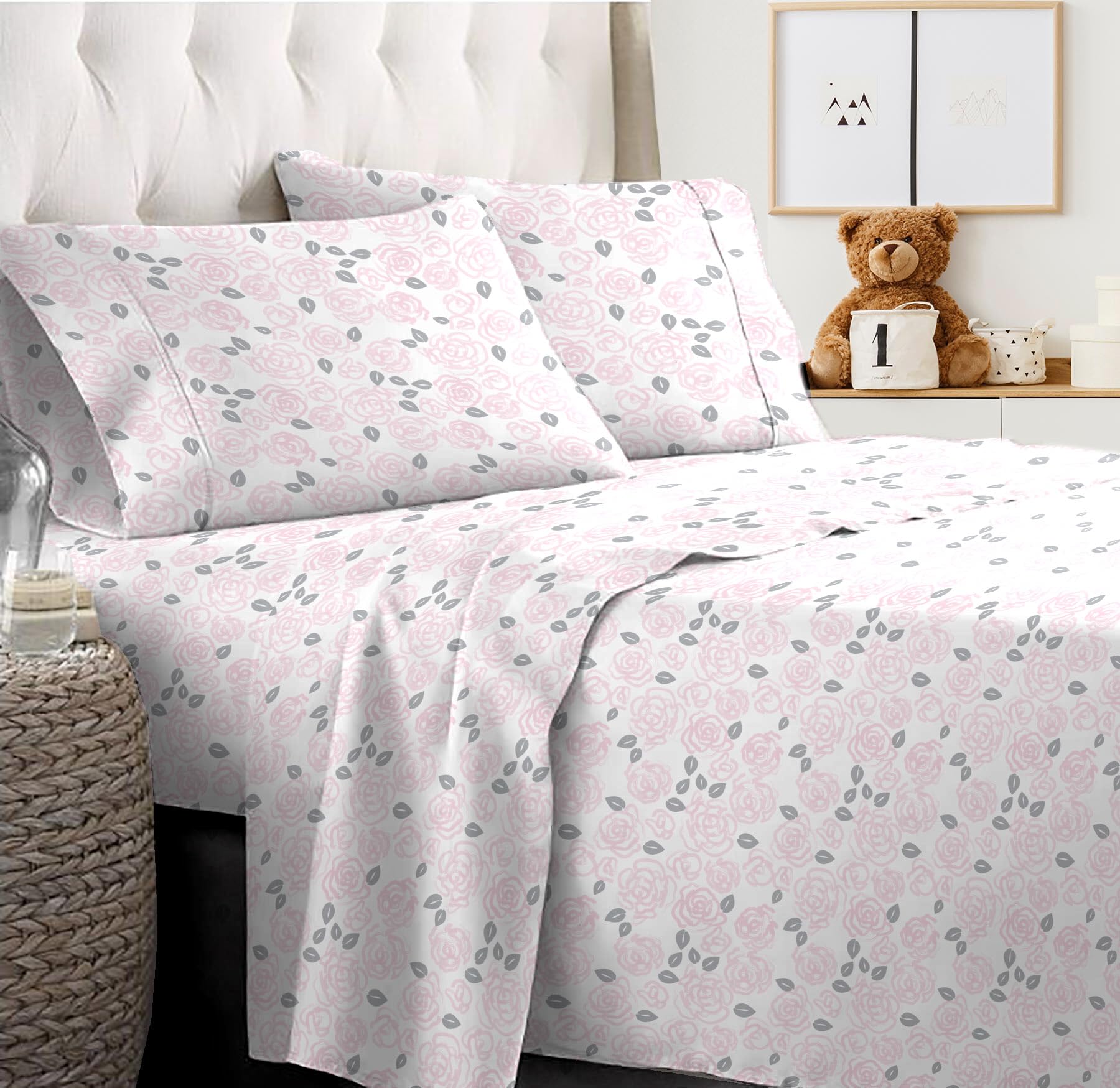 LITTLE CELEBRITY Full Sheet Set | Kids Sheet & Pillowcase Sets | Full Sheets for Boys Girls, Fitted Sheet, Top Sheet, 2 Pillowcases | Full Sheets Set | Full Bed Sheets | Bed Sheets Full (Bridget)