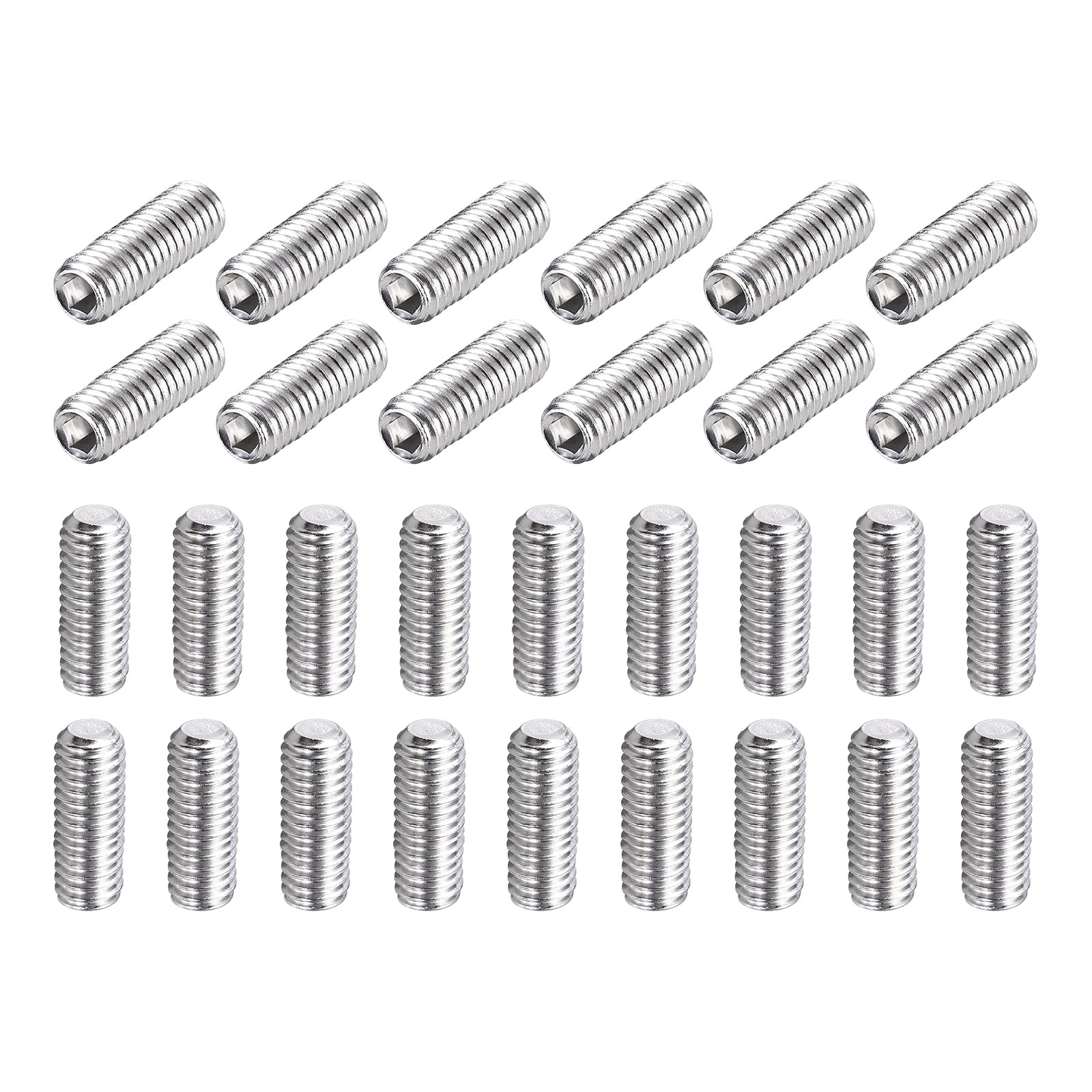sourcing map 50 Pcs M6-1 x 12mm Grub Screws, 304 Stainless Steel Cup Point Allen Head Screws Internal Hex Socket Drive for Bathroom Fixtures Repair Furniture DIY Project
