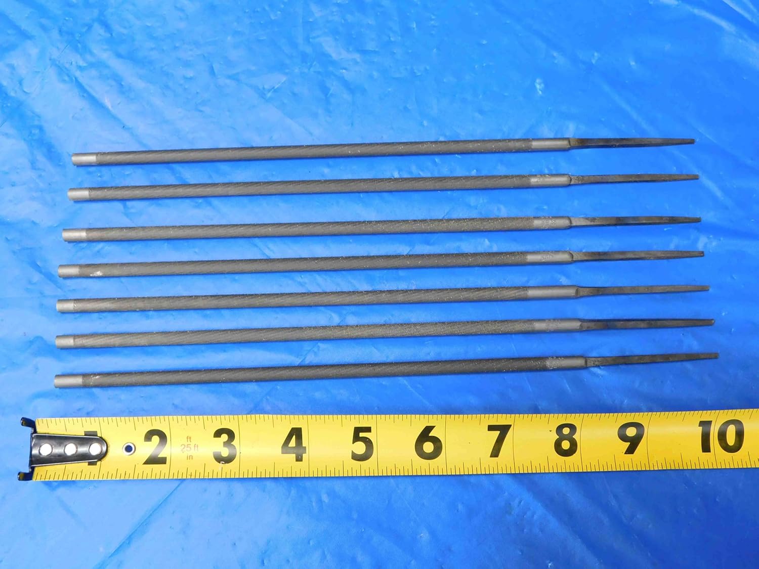 LOT of 7 CARBCUT 7/32" Diameter 10" Hand File Swiss Made Metal Works Machine - BS1189LVR