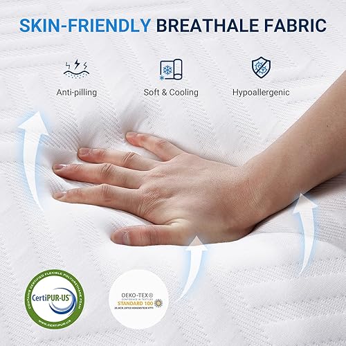 Miniatura 4 de Avenco Colchón tamaño matrimonial, colchón matrimonial de 12 pulgadas con espuma viscoelástica de gel, firmeza media, colchón en una caja, alivio de