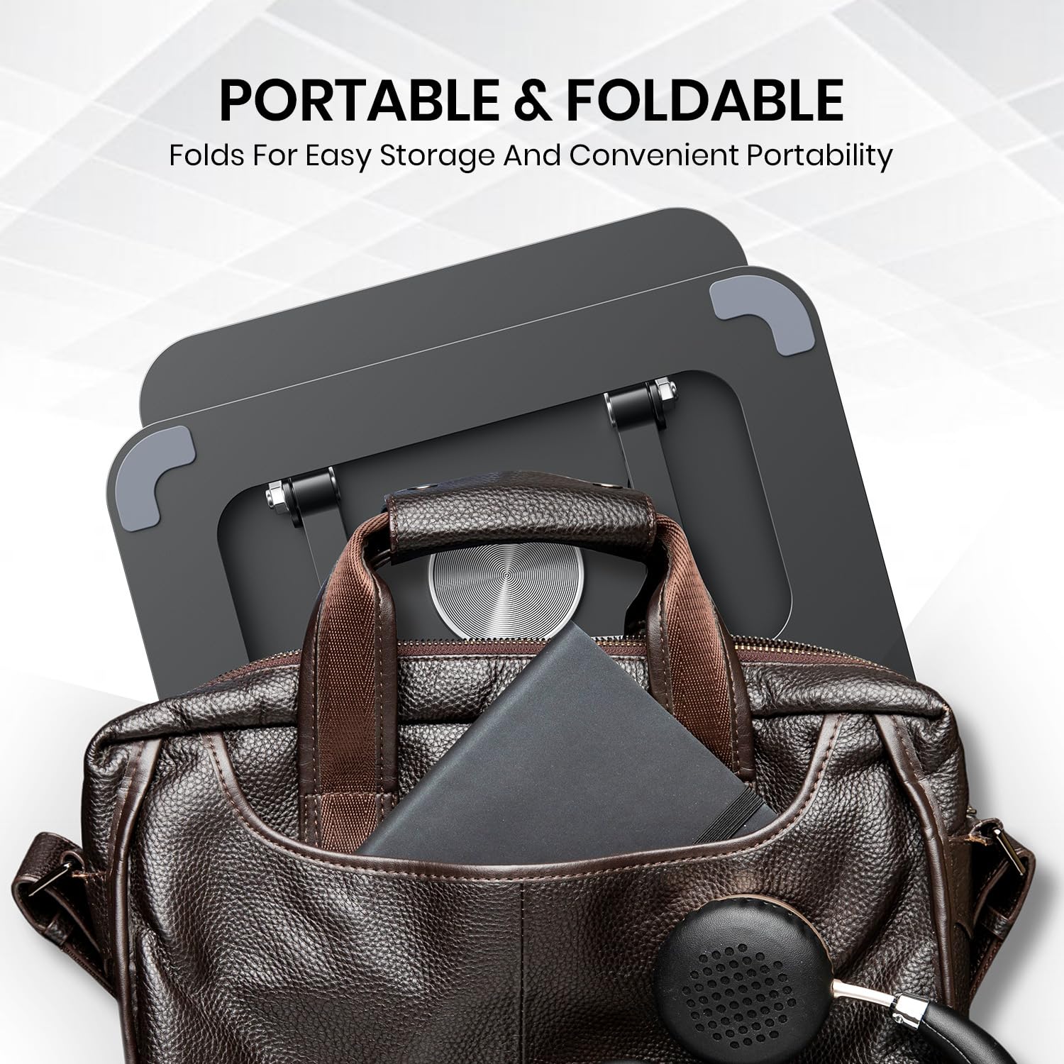 Portronics My Buddy A1, Metal Tablet Stand, 360° Rotating Base, Height & Angle Adjustable, Supports Up to 12 Inch Tablets & 5Kg Load, Foldable & Portable, Anti-Slip Pads (Grey) — Amazon image 6