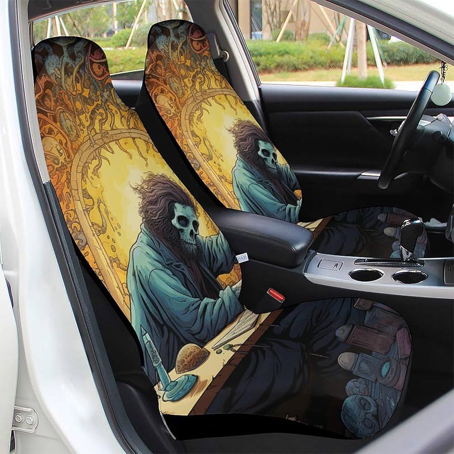 Car Seat Cover 2 Pack Front Seat Covers Weird Style Drawings Seat Covers For Car Seat Protector With Elastic Straps Car Mat Covers Car Interior Cushion Protector For Most Cars SUV