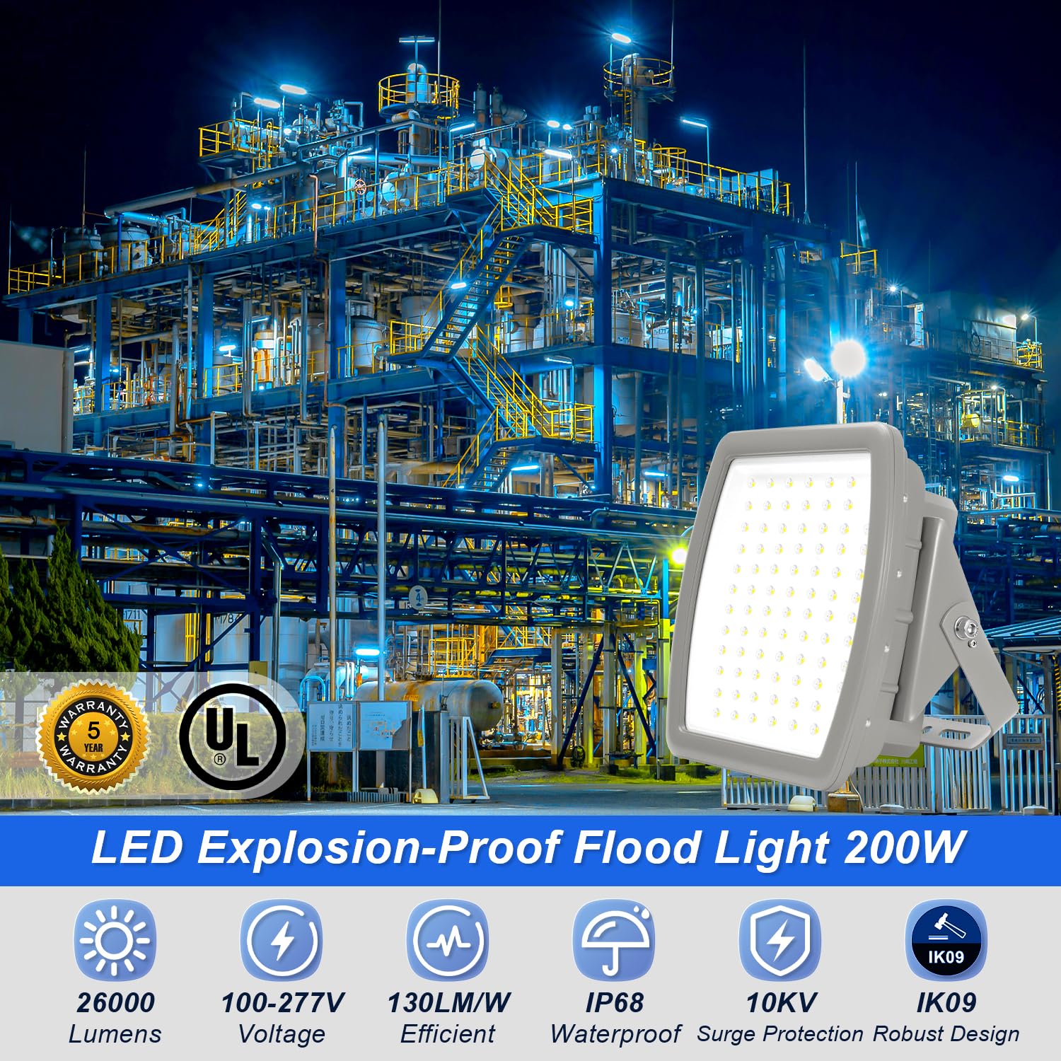 200W LED Explosion Proof Flood Light, Class I Division 2 & UL1598A ...