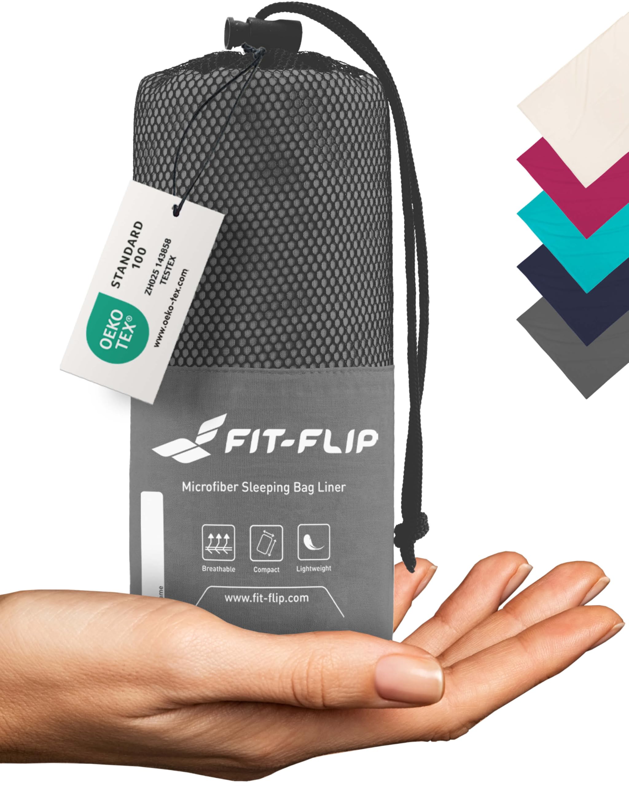 Fit-Flip Sacco Lenzuolo da Viaggio - 100% Cotone o Microfibra - Sacco a pelo con scomparto per cuscino - Sacco Letto singolo ultraleggero e compatto - Sacco a Pelo leggero Estivo