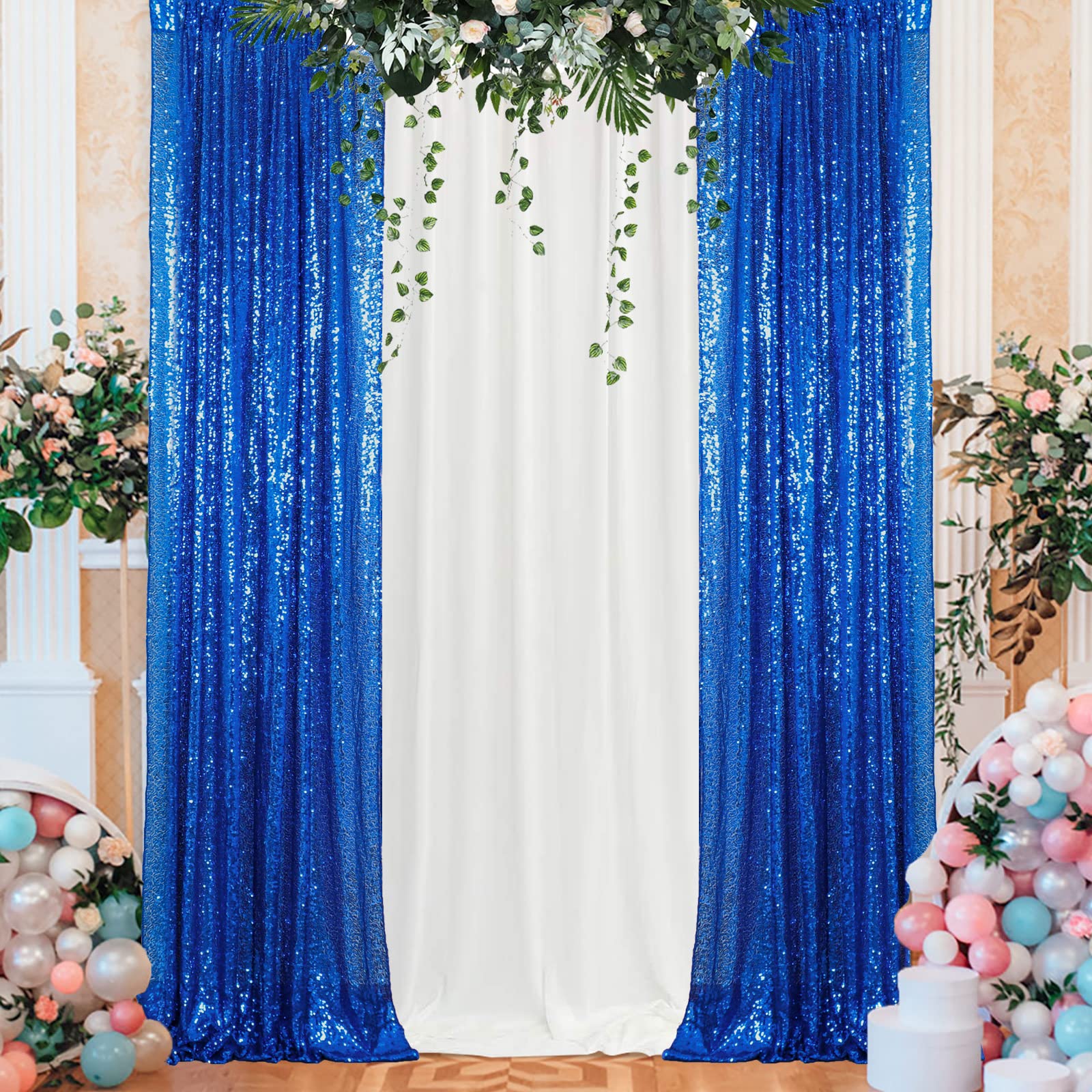 Buy Sequin Backdrop Curtains 4x10ft Blue Sequin Curtains 2 Panels