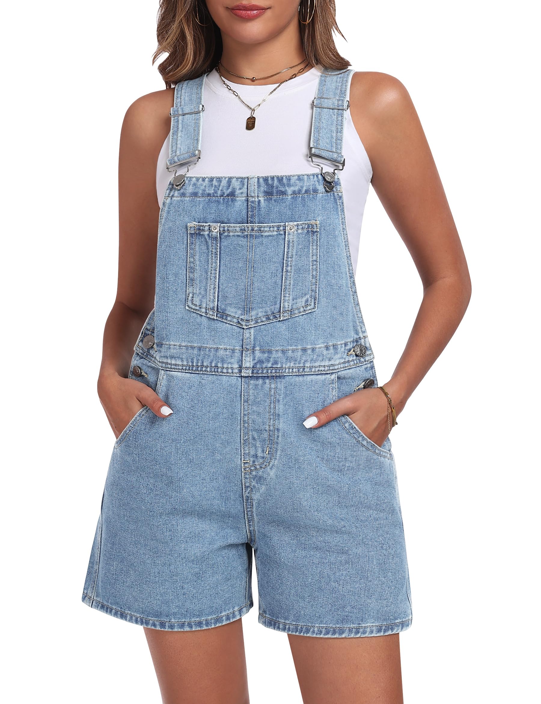 Fengbay Latzhose Damen Kurz Jeans Overall Casual Sommer Baggy Bib Denim Shorts Jumpsuits Mit Verstellbare Trägern Mode