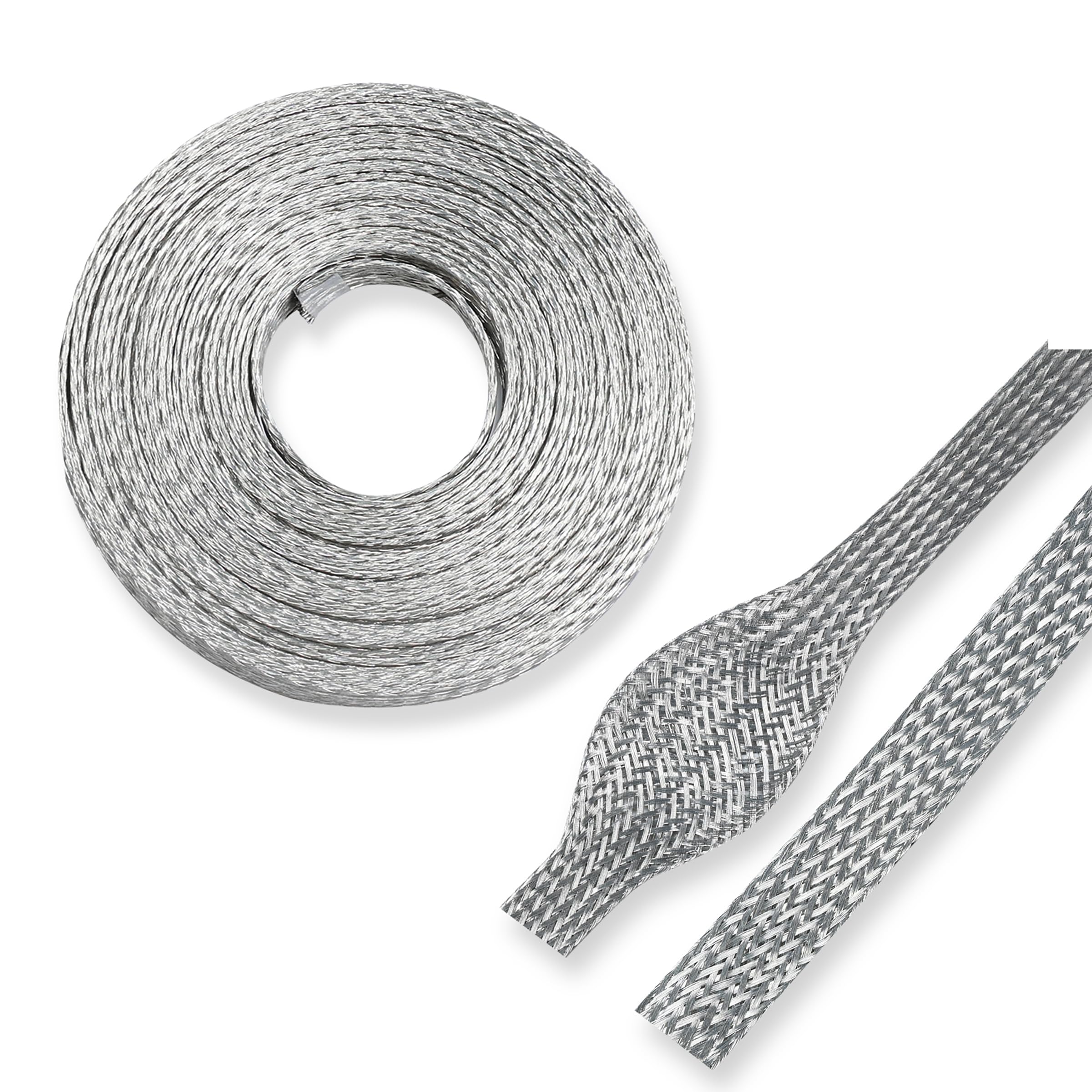 Cinghie di messa a terra per maniche in rame stagnato con schermatura a filo EMI RFI ESD Protezione a treccia piatta Maglia flessibile (5/16" di larghezza (0,5 cm di diametro) - 8,5 m)