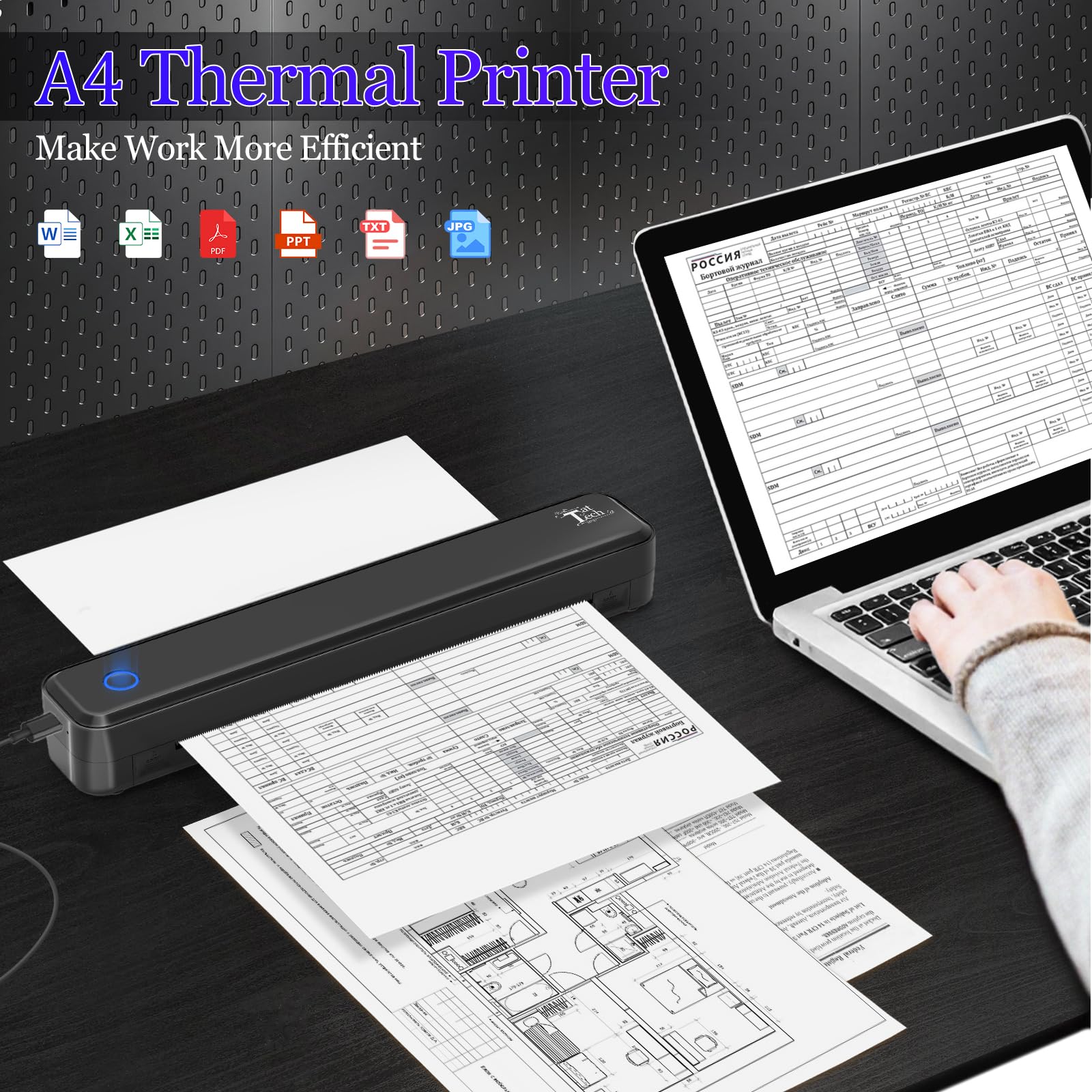 Impresora térmica inalámbrica portátil con 20 hojas de transferencia, compatible con smartphone y PC, tatuadores principiantes