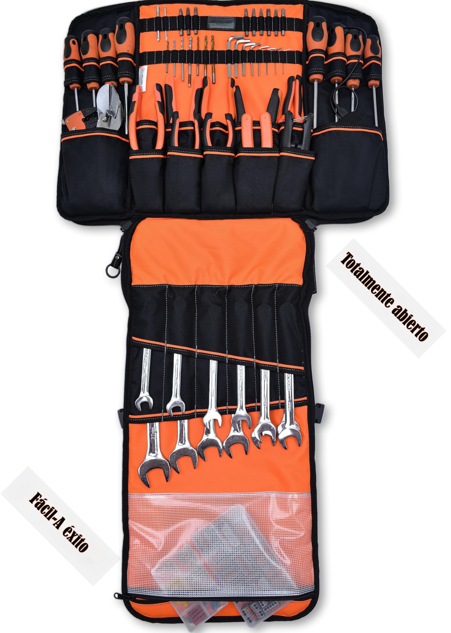 WELKINLAND Mochila de Herramientas Completamente Abierta, Bolsa de Herramientas para Hombres