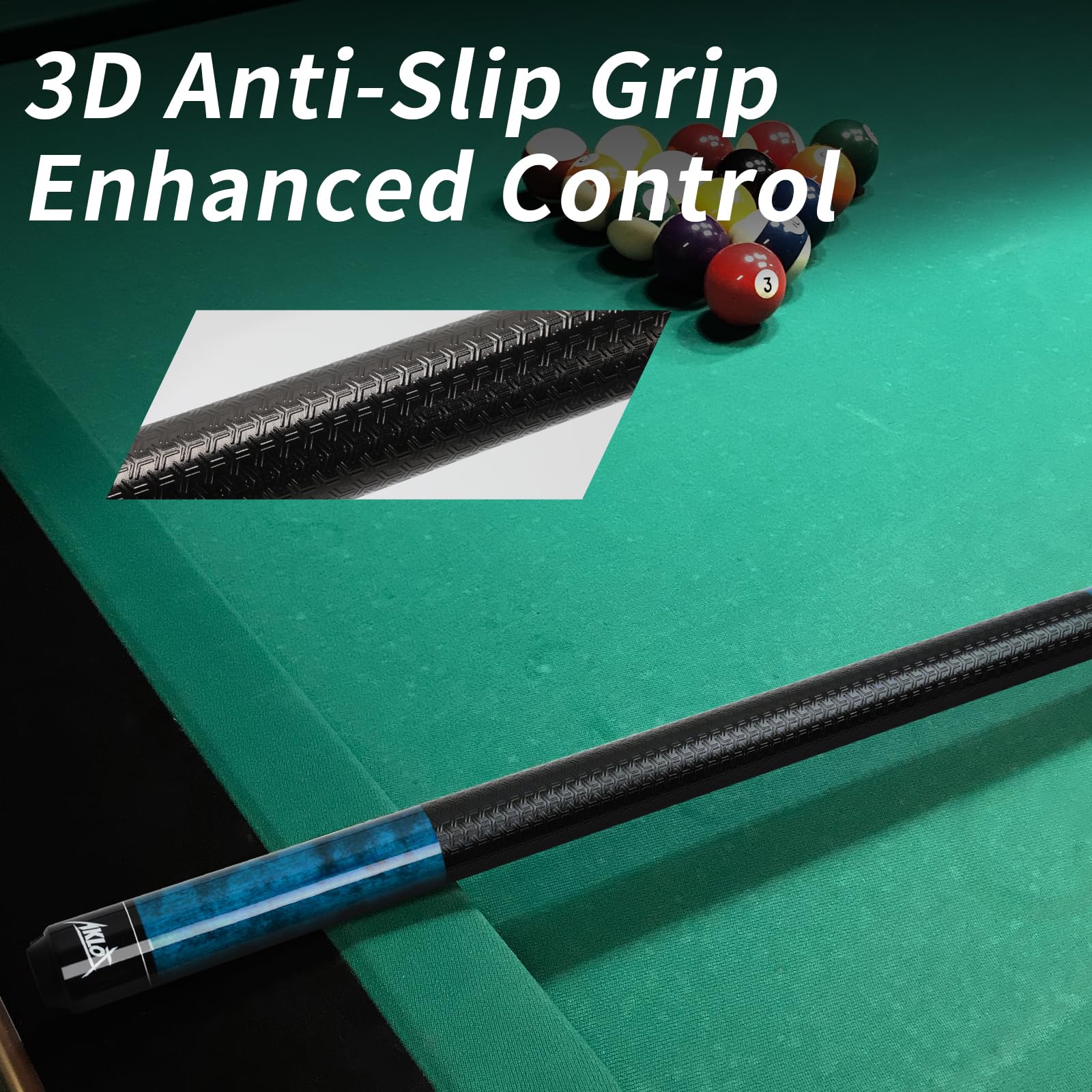 AKLOT Billard Queue, 1/4 Stück, Pool Queue107/ 147cm 42/58 Zoll, 510g-600g, Kanadischer Ahorn Billiard Köe, 13mm Leder-Spitze, 3D Griff, Pool Cues für Professionelle Billardspieler 18-21 oz