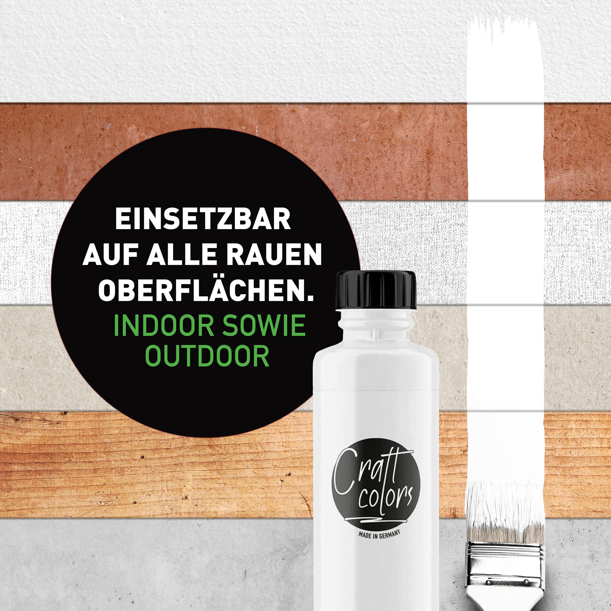 Craft Colors® Pintura acrílica de alta calidad, color blanco, 750 ml, fabricada en Alemania, pintura opaca, adecuada para acrílico, secado rápido, alta pigmentación