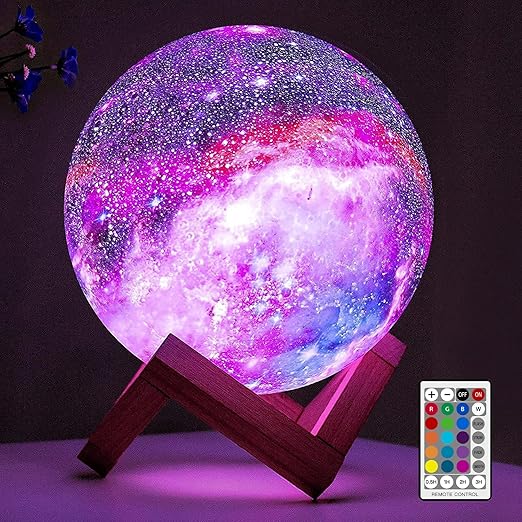 BRIGHTWORLD Moon Lamp Galaxy Lamp 5.9 inch 16 Colors LED 3D Moon Light