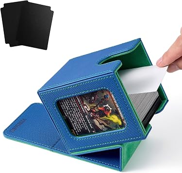 Venssu MTG Deck Box for Commander Display,Card Deck Boxes Fits 100 Double Sleeved Cards, TCG Card Storage Box Blue and Green, 1 window