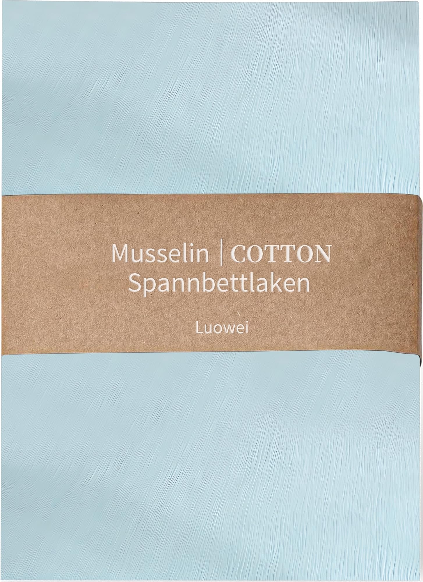 Luowei Muslin Spannbettlaken 180x200cm-100% Baumwolle, WeichesAtmungsaktives Bettlaken für Sommer & Winter，Ökotex，Blau Boxspringbett Spannbetttuch，Passend für Matratzen bis 30cm