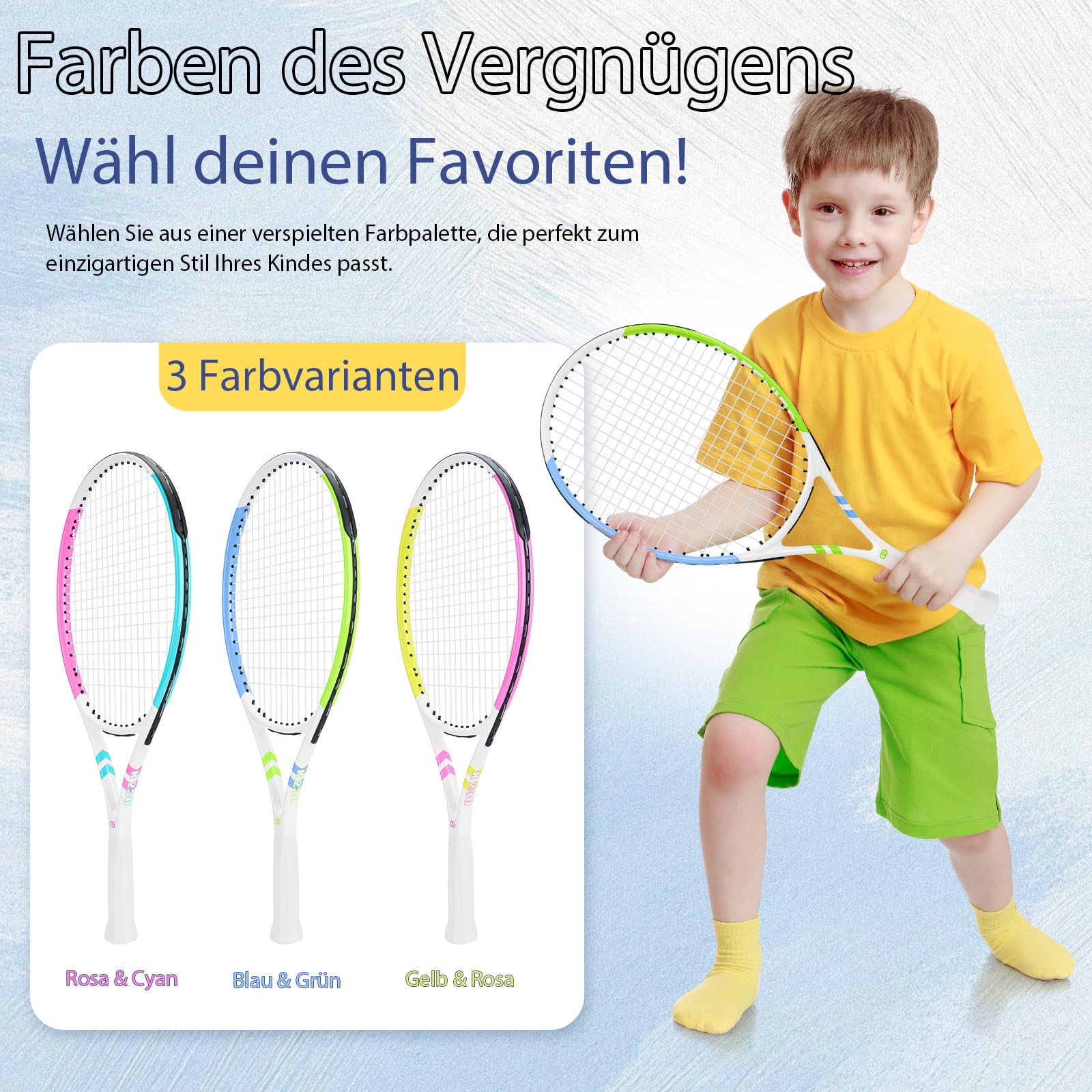 OGEENIER Tennisschläger Kinder 23 Zoll Tennis Schläger für Junior 8-10 Jahre mit Tasche