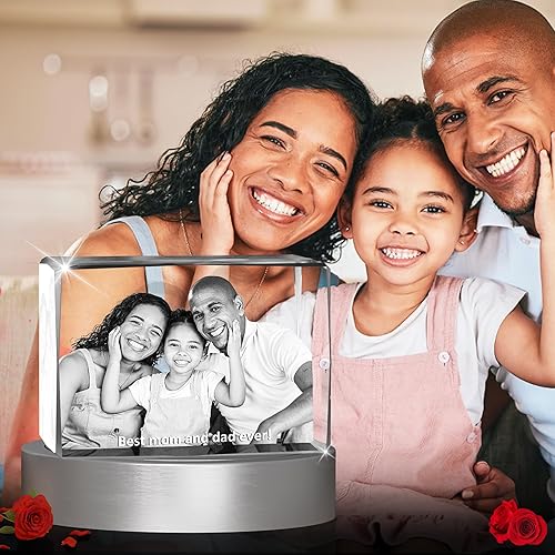 Miniatura 8 de Foto de cristal 3D personalizada, regalos personalizados para el día de San Valentín, para papá, mamá, ella, él, mujer, esposa, marido, imagen 3D