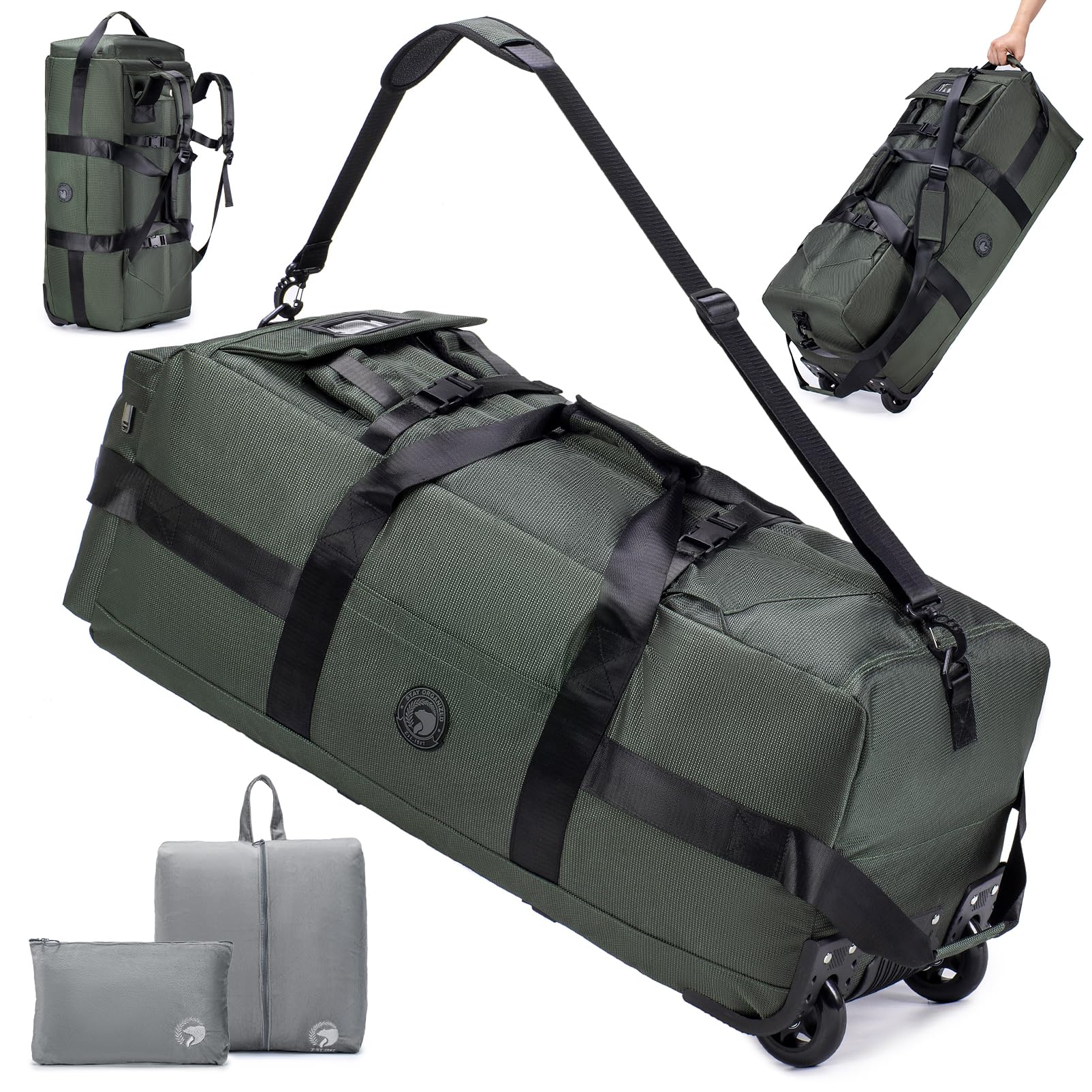Bolsa de Viaje con Ruedas 3 en 1 Mochila Viaje Cabina Avion Bolso de Mano Viaje Impermeable 80L XL Bolsa de Equipaje Grande 78x33x32cm Maleta para Mujer Hombre