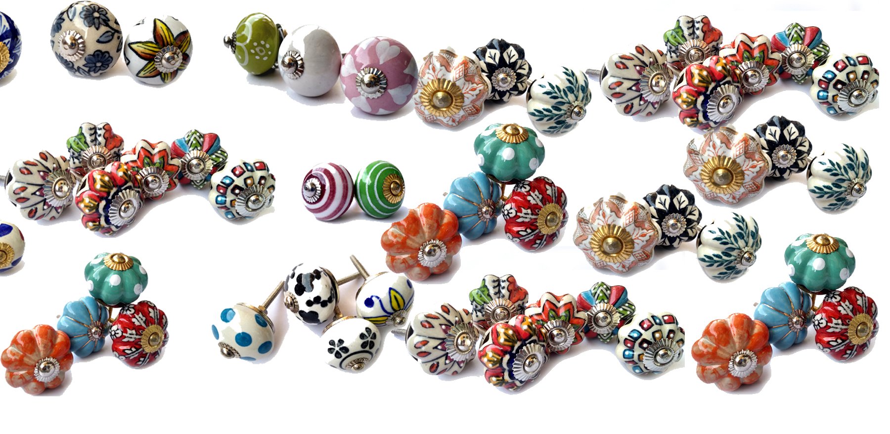 Rastogi Handicrafts - Pomelli per cassetti e credenze, 30 pomelli assortiti multicolore in ceramica, 30 pezzi