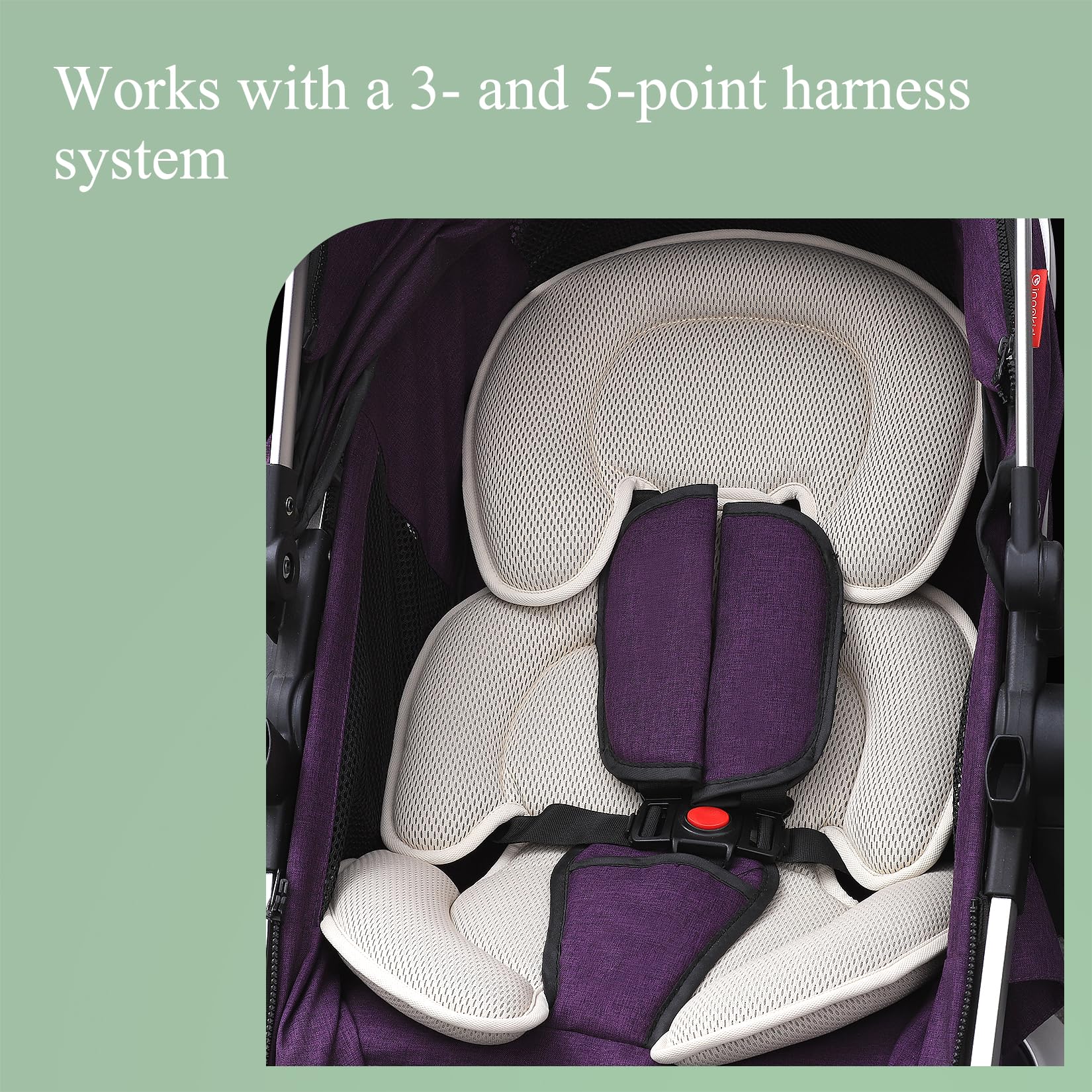 Innokids Insert de siège Auto pour bébé, Support de tête et de Corps pour bébés, Coussin de siège de Voiture Doux pour sièges d'auto et poussettes de bébé (Beige)