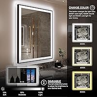 Vista 50 de 88x38 Large Light Bathroom Mirror - Backlit and Front Lighted LED Wall-Mounted Vanity Mirror Modern Rectangle Black Mirror, Dimmable, Anti-Fog