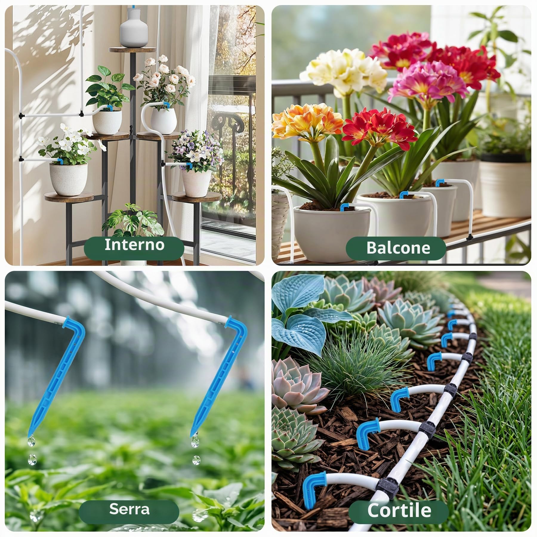 Kit Irrigazione Automatico Ricaricabile Kit Irrigazione a Goccia per Vasi Irrigazione Automatica Balcone per 15 Piante in Vaso da Interno, Balcone, Serra, Giardino