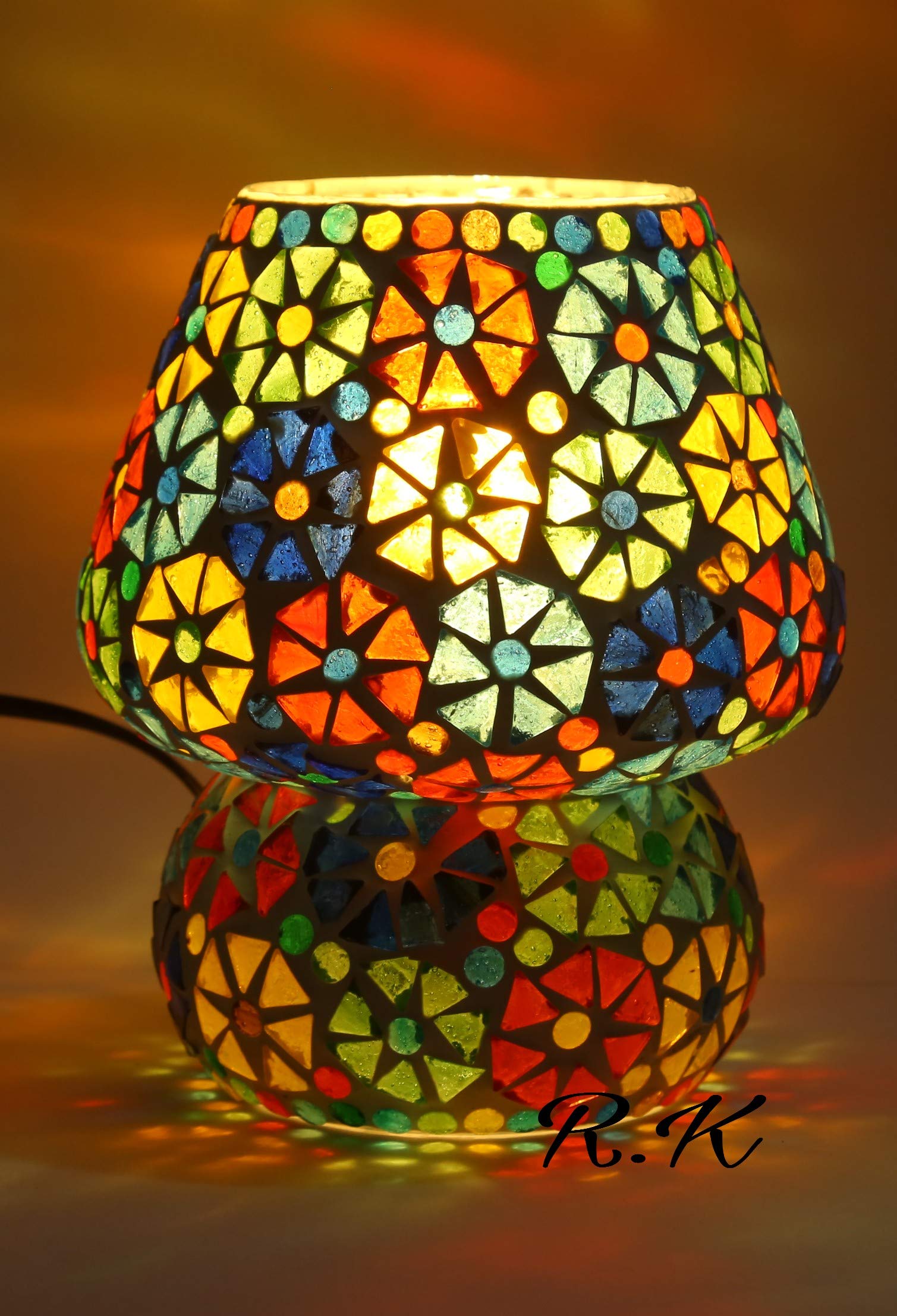RK Lighting House Mushroom, Dome Shaped B22 Holder Table lamp (Multicolour choki)-image-39