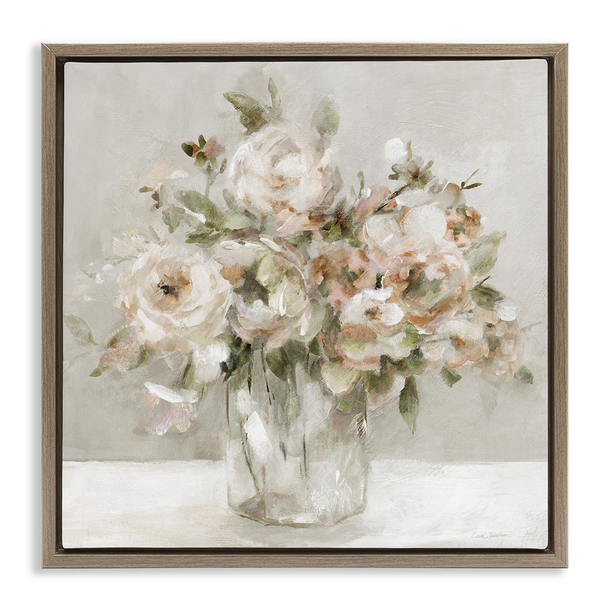 Stupell Industries Montalcino Elm (Textured) Soft Neutral Floral Still Life, 24 X 24 Inch Canvas In Floater Frame