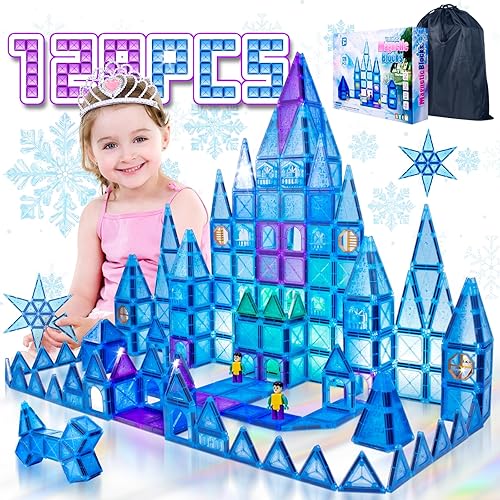 Magnetic Building Tiles,128PCS Magnets Building Set,STEM Toys,Magnetic Building Blocks,Gifts for Kids Aged 3-4-5-6-7-8+